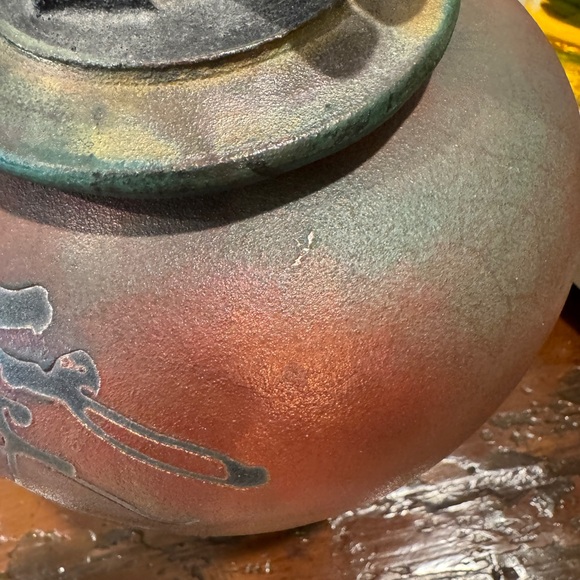 Signed Larged Raku Dream Jar Wishing pot - john okson melkonian - Picture 12 of 12